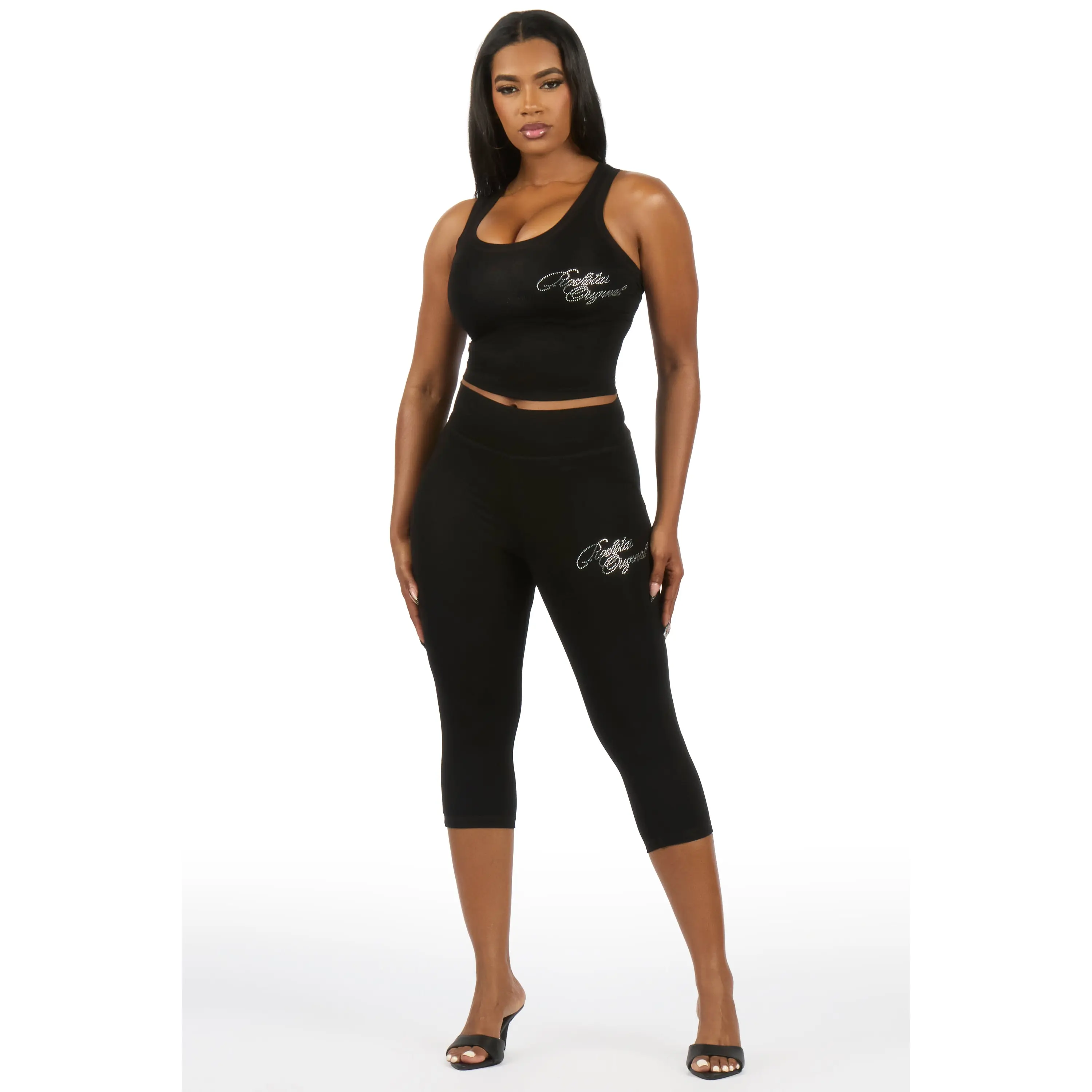 Jacquelle Black Tank Capri Lounge Set