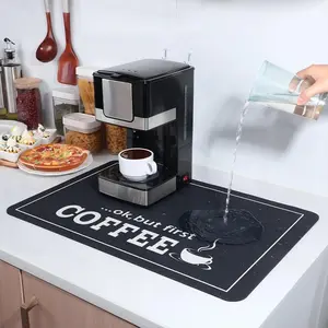 Coffee Bar Accessories Mat Absorbent Waterproof Drip Tray for Coffee Station Decor Stain Resistant Rubber Bottom Kitchen Counter Protector Cafe Aesthetic