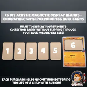 x6 DIY Acrylic Magnetic Display Blanks - Compatible with Pokémon TCG & Standard Trading Cards - Custom Magnet & Standalone Art Frame for Bulk Cards - Decor