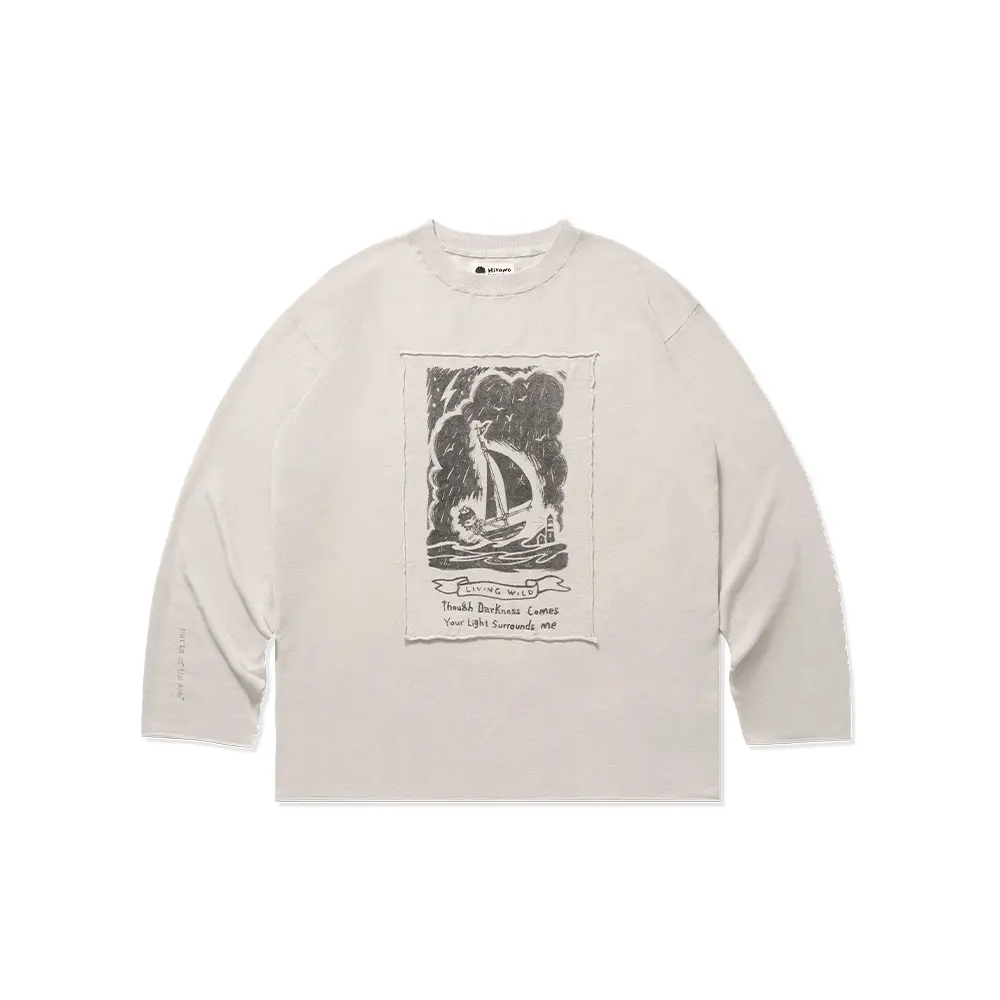 POP MART Hirono Living Wild - Freedom Island Storm Linen Long-Sleeve Tee