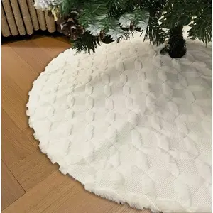 Christmas tree skirt imitation fur with cable knitting thick decorative Christmas decorations.