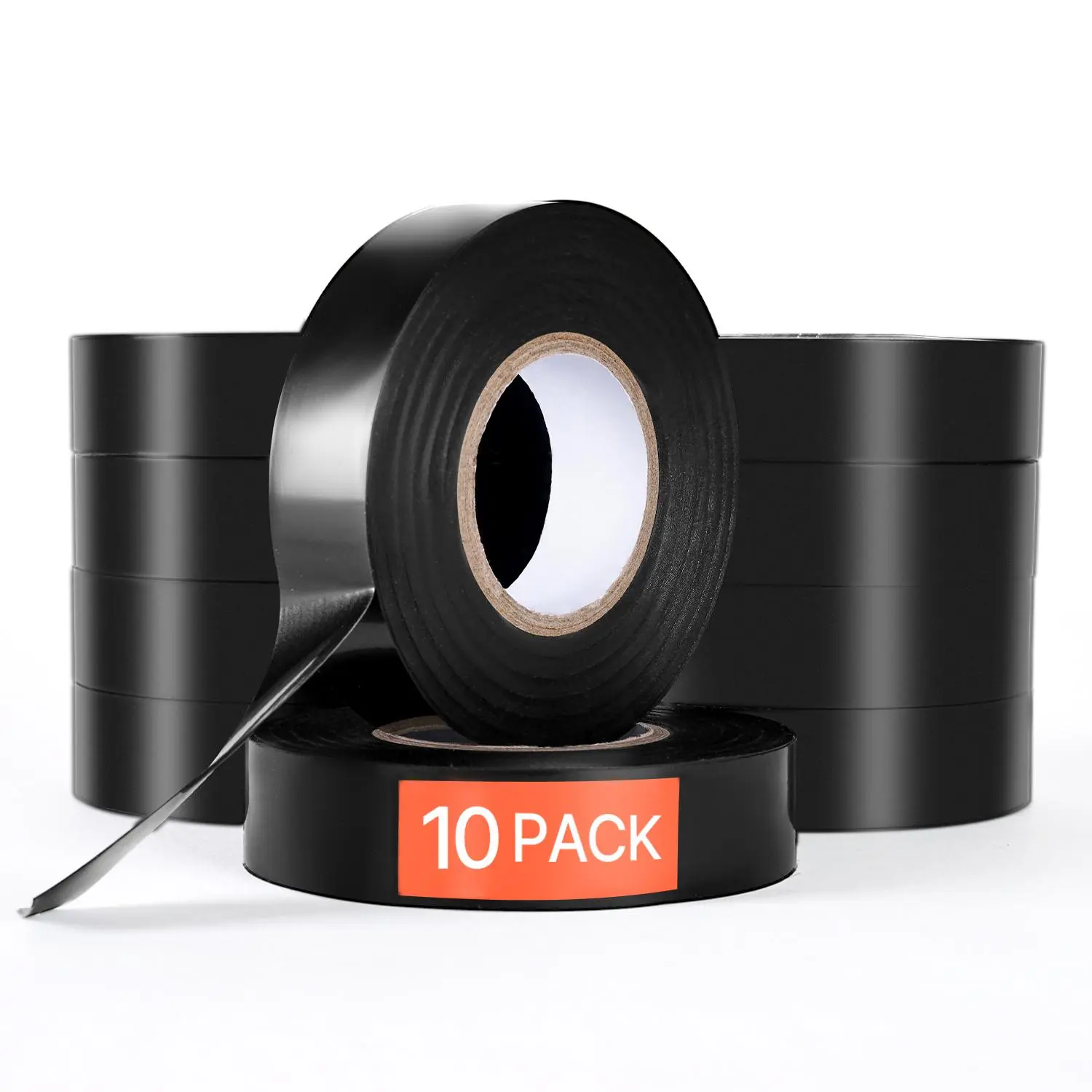 VEVOR 600V PVC Insulating Electrical Tape (10 Rolls, 3/4 in x 66 ft) - Repair, Non-Conductive, Stick Insulating Tape, Flame Retardant, Waterproof, Weather Resistant, Secure Adhesion (0℉ to 221℉, Black) for Electrical Equipment, Repair Insulating Tape