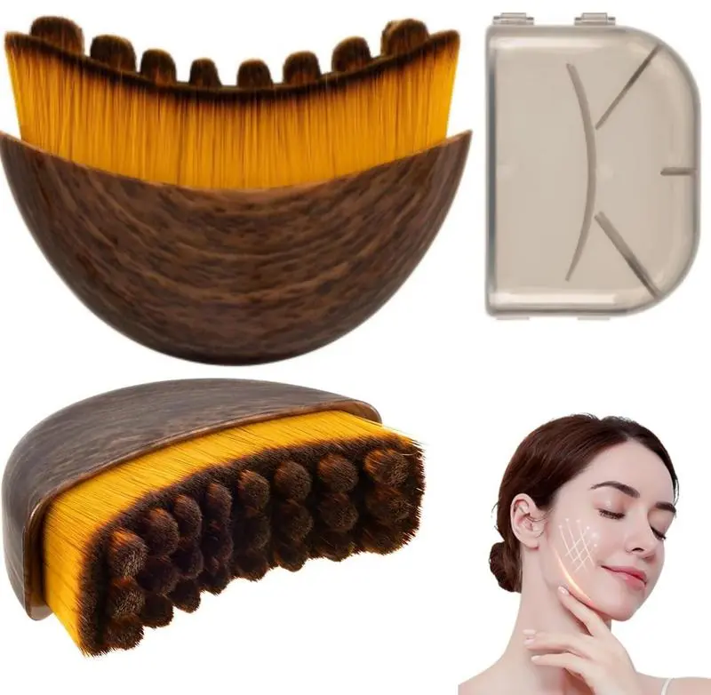 2PCS Lymphatic Contour Face Brush for Jawline & Chin Sculpting Dry Brushing Massager for Lymphatic Drainage & Facial Fatigue Relief Ergonomically Designed to Fit The Skin Precisely Beauty Roller Daily