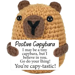 Adorable Mini Pocket Capybara Knitted Doll, Cute Emotional Support Woolen Crochet Toy with Positive Encouragement Card, Ideal Cheer Up Graduation Gift & Lovely Surprise, Thoughtful Encouragement Present for Friends and Family to Lift Mood Daily