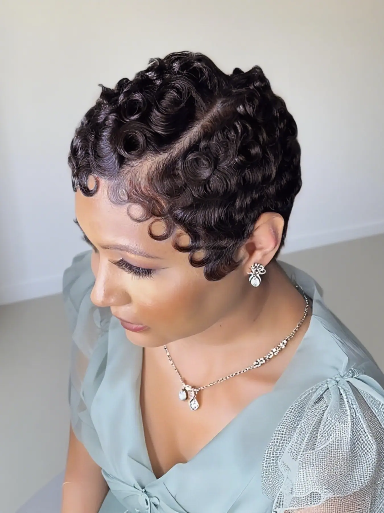 13x4 HD Lace Front Pixie Cut Wig 100% Human Hair Curly Deep Wave Pre Plucked 13X4 Lace Front Finger Wave Pixie Human Hair Wig Short Pre  main image 3