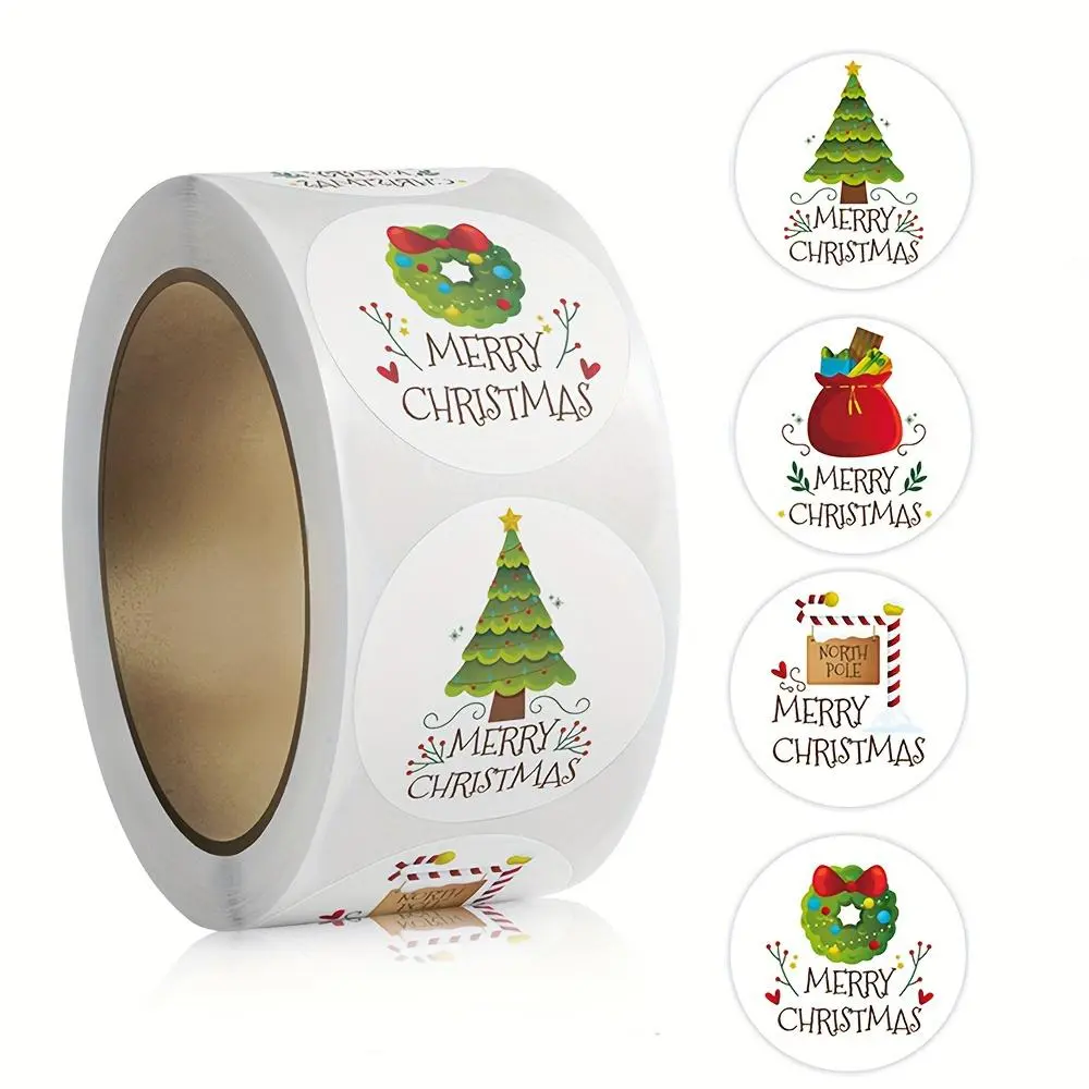 500pcs Roll Festive Christmas Stickers for Envelopes and Gifts, Enhance Your Holiday Celebrations with Cheerful Designs and Colors