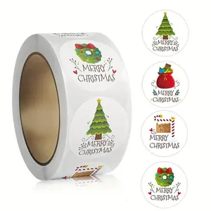 500pcs Roll Festive Christmas Stickers for Envelopes and Gifts, Enhance Your Holiday Celebrations with Cheerful Designs and Colors
