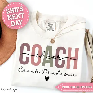 Comfort Colors Personalized Cheer Coach Shirt Custom Cheer Coach Gift for Cheer Coach Tshirt for Cheer Coach T Shirt for Cheer Coach Tee