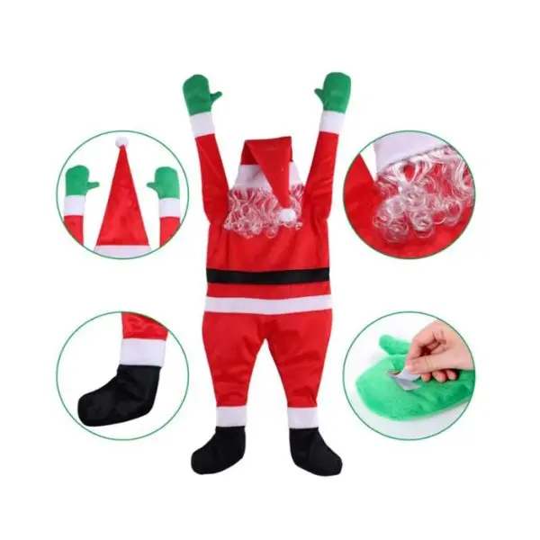 Climbing Santa Claus Decoration – Plush Hanging Santa Suit for Window, Balcony, Roof and Chimney, Merry Christmas 2026 Holiday Ornament