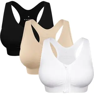 Women’s Wireless Sports Bra with Front Zipper — Post-Surgery Support for Yoga and Other Activities