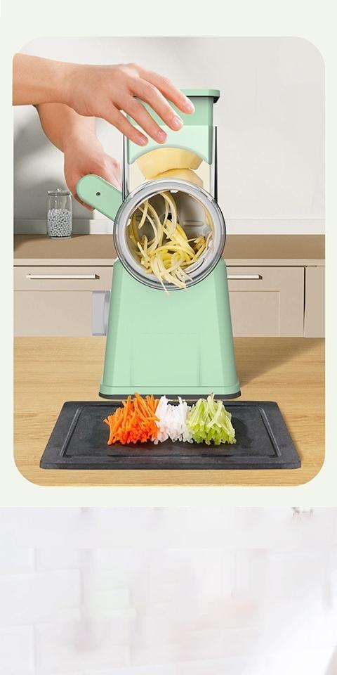 Tekinor Rotary Grater with Handle, 6 Well-Designed Blades, Strong Suction Cup Base, Vegetable Grater & Mandoline Slicer - Kitchen Utensils