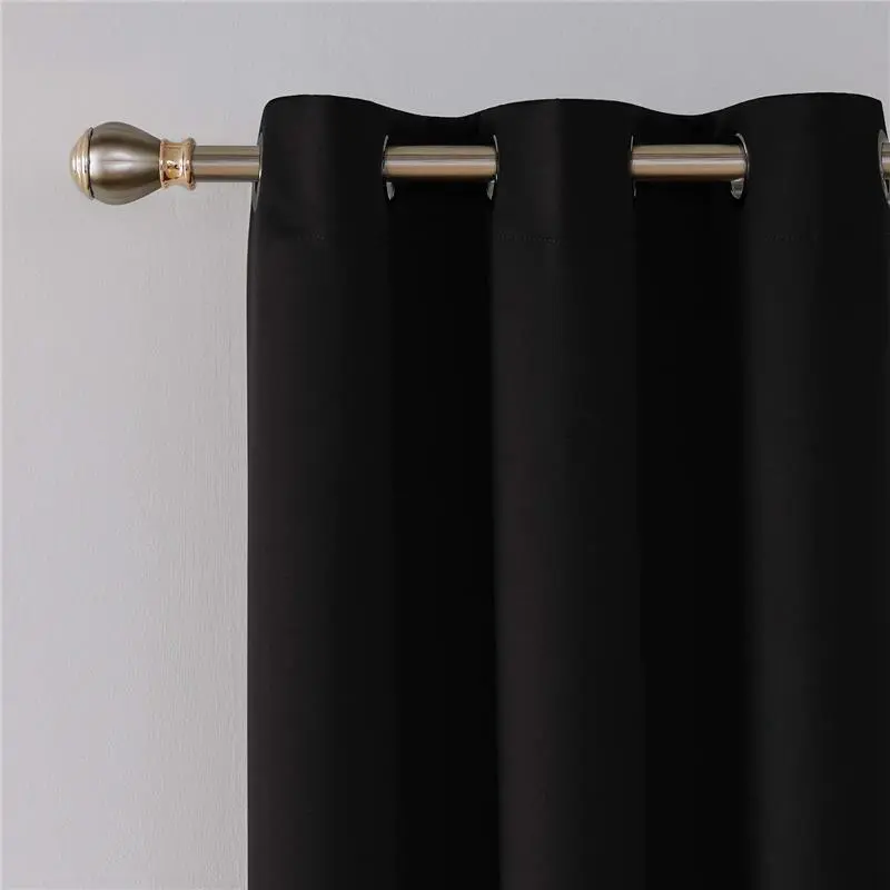 Solid Blackout Thermal Insulated Curtains, 1 Panel 42x63 Inch, Grommet