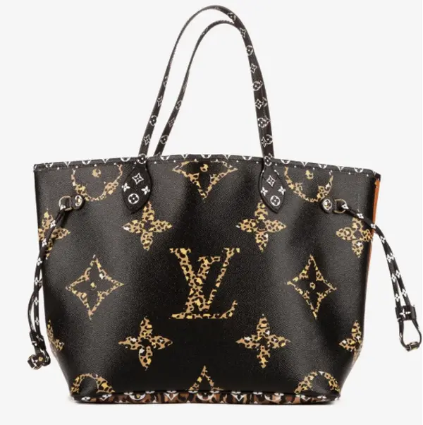 Pre-owned Louis Vuitton leather Tote Bags Monogram Giant Jungle Neverfull MM Black 4000034222887