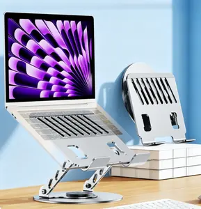 Desktop laptop stand — all-metal computer stand with height-increasing laptop riser; 360° rotation, adjustable, foldable, portable folding design; adjustable home and office laptop/tablet stand; sturdy desktop lift support frame suitable for desktops.