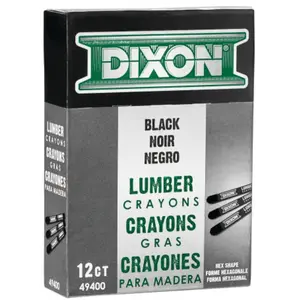 Dixon Industrial Lumber Crayons Black 12CT Hex Shape 49400 for Wood Marking