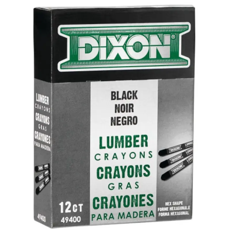 Dixon Industrial Lumber Crayons Black 12CT Hex Shape 49400 for Wood Marking