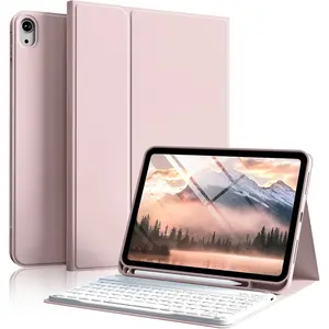 for iPad (A16) 11th/10th Generation Case with Keyboard, 11 Inch/10.9 Inch iPad (2025/2022), Detachable   Keyboard, Stand Folio Cover with Pencil Holder, Pink