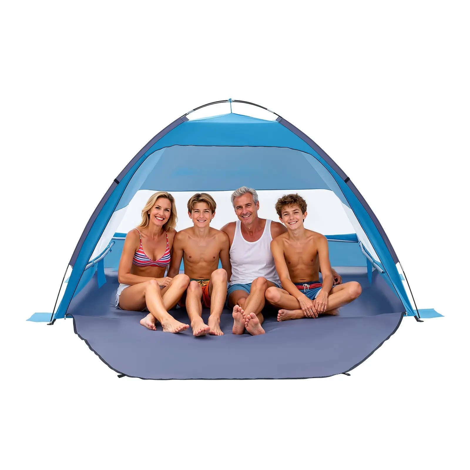 VEVOR 4-Person Capacity Outdoor Beach Tent Sun Shelter, Father's Day Gift, UPF 50+ Sun Protection, Wind Resistant, Wear Resistant, Portable Foldable Canopy, 5.4 lbs Lightweight Easy-Setup with Carrying Bag & Sand Pockets for Beach Outings