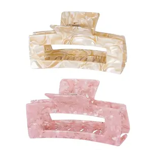 Large Tortoise Shell Claw Clip ,4.1 Inch Cellulose Acetate Hair Claw, 2 Pack Banana Hair Claw Clips for Thick Curly Hair (STYLE B)