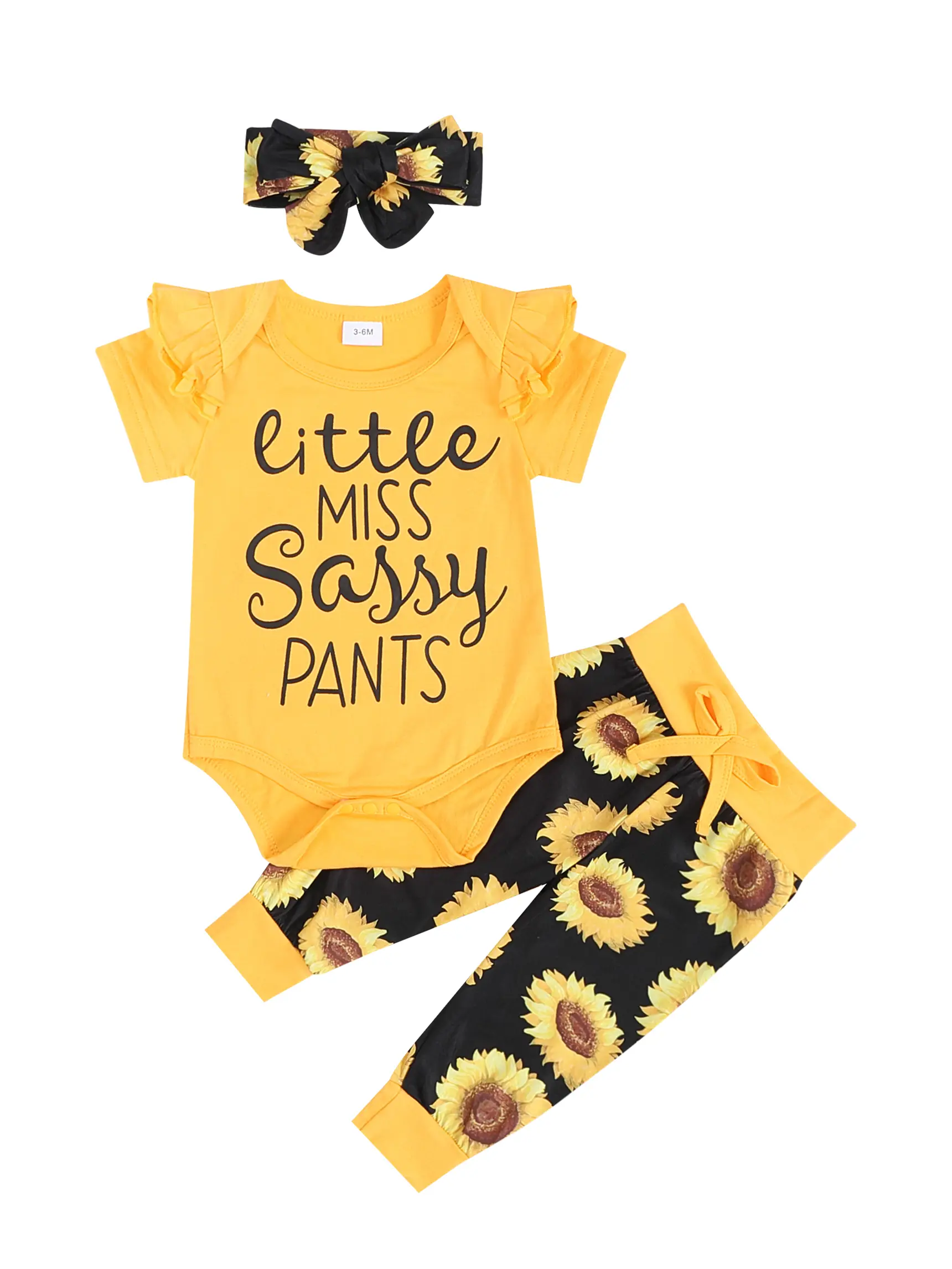 Baby Girls Newborn 3PCS Clothes Outfit Top Flower Printed T Shirt Pants Headband Bodysuit Clothing Babygirl Clothes Products #springtok