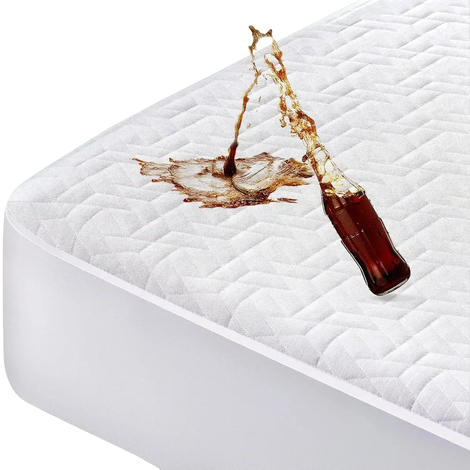 Waterproof Cooling Bamboo Mattress Protector 3D Air Soft Bed Pad Cover King Size