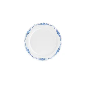 7.5 In. White/Navy Victorian Design Plates | 20 Count