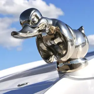 Hood Angry Playful Cartoon Duck Car Decor – Hand-Painted Resin Motorcycle & Auto Accent with Electroplated Finish| Dashboard, Mirror or Grille Mount for Vehicle Customization, Gift & Home Display
