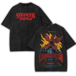 Stranger Things Vintage Washed Graphic Shirt TV Series Classic Movie Lover T-shirt, Movie Buff Tee, Film Fan Gift, men gifts Oversized Cotton Fabric Menswear Top y2k, soulja, concert, Halloween, Gothic, Vintage, Streetwear Graphic