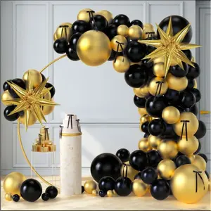 Black and  Balloons Arch Garland Kit, 5 10 12 18 inch Black  Balloons with Explosion  Balloons & 10 count Black Bows,101pcs Balloons for Anniversary Wedding Birthday Party Decorations