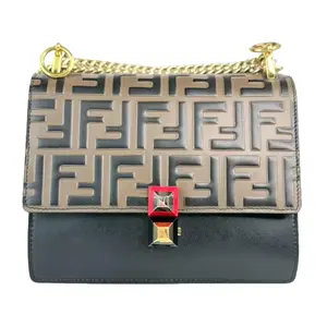 Pre-owned FENDI Leather Crossbody Bags Kan I Zucca Embossed Crossbody Bag