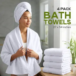 Utopia Towels 4-Pack Contemporary Bath Towel Set, 27x54 In 100% Ring Spun Cotton, Quick Dry, Soft, Absorbent, Durable, Machine Washable for Daily Shower & Workout Use