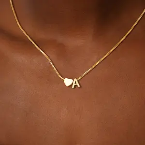 ZHESHY Dainty 14K Gold Plated Heart Letter Necklace for Women, Personalized A-Z Initial Pendant, Dainty Fashion Jewelry Gift for Mom, Girlfriend, Birthday and Holiday