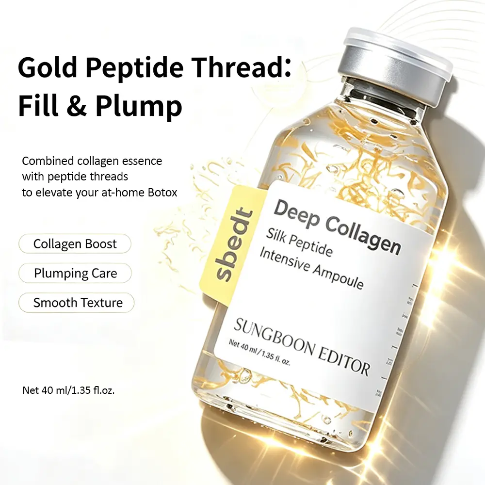 Sungboon Editor Deep Collagen Silk Peptide Ampoule 40ml, 30 Types Multi Peptide Lifting Serum, At Home Botox Alternative Anti Wrinkle Plumping Korean Skincare, Boost Collagen Smooth Fine Lines Radiant Firming Face Ampoule