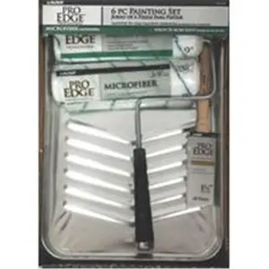212 MAIN 6-Pieces Paint Roller & Tray Set with Microfiber Rollers and Angled Brush, Smooth Finish Application Tool Kit (RS 1736)