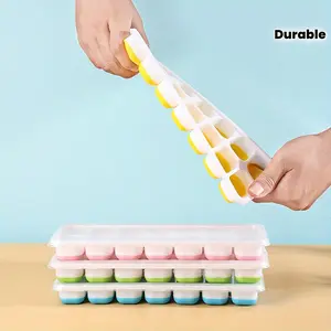 4-Pack Cube of Ice Trays with Lids Containers | Durable Polypropylene, Easy-Release, Stackable for Freezer, Ideal for Beverages and Cocktails Ice Molds