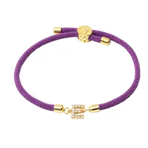 Copper micro-inlaid zircon purple blue green 26 letters color-preserving Milanese silk braided bracelet adjustable bracelet couple girlfriends gift
