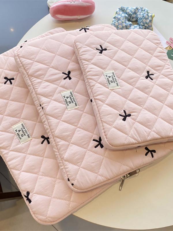 Cute Lingge Embroidered Bow Tablet Bag Laptop Bag compatible with Macbook Full of Girl Hearts Laptop Cover