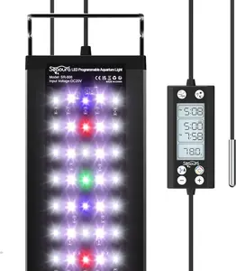 SEAOURA SR-666 Programmable LED Aquarium Light with Real-Time Water Temperature Monitor Full Spectrum 7 Color IP68 Waterproof 48W for 48-54 Inch Planted Tanks