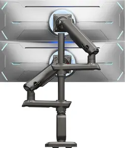 HUANUO Dual Monitor Arm for 13-49" Ultrawide Screens up to 40 lbs, Heavy Duty Aluminum Extra Tall Monitor Desk Mount, Vertical Stacked Fully Adjustable Dual Monitor Mount, Max VESA 100x100
