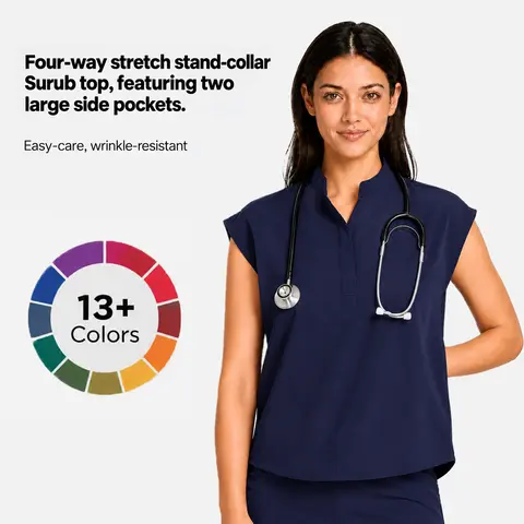 EADFLIE Women's Sleeveless Fitted Medical Scrub Top - Minimalist Classic Stretchy Mock Neck, Abrasion-Resistant Basic Fabric, 2-Pocket All-Seasons Nursing Workwear for Casual Gatherings