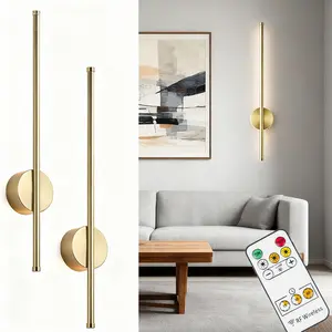 2-Pack Rechargeable Modern LED Wall Lights | Wireless | Black/Gold | 50CM | 4400mAh Battery | Touch + Remote Control | 3 Color Temperatures | Ideal For Living Room/Bedroom/Study | Interior LED Lights