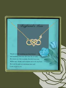 Women's Elegant Infinity Symbol & Heart Design Pendant Necklace, Exquisite Trendy Artificial Zircon Decor Pendant Necklace, Chic Jewelry As Gift for Girlfriend, High End Necklace