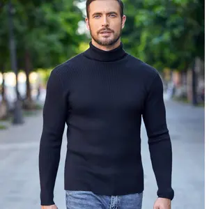 COOFANDY Mens Ribbed Slim Fit Knitted Pullover Casual Turtleneck Sweater Basic Classic Warm Soft Long Sleeve Outdoor Wear Slim Fit Knitted Turtleneck Sweater