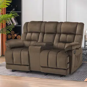 MCombo Power Reclining Loveseat with Console,  Heat and Massage, Fabric RS6234