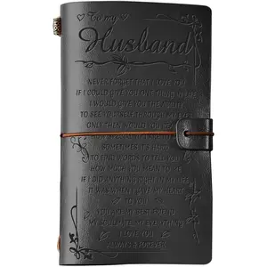 Gifts for Husband Leather Journal, To My Husband Gifts 140 Page Refillable Notebooks, Fathers Day Anniversary Birthday Christmas Valentines Day Gifts for Him Husband from Wife(Black)