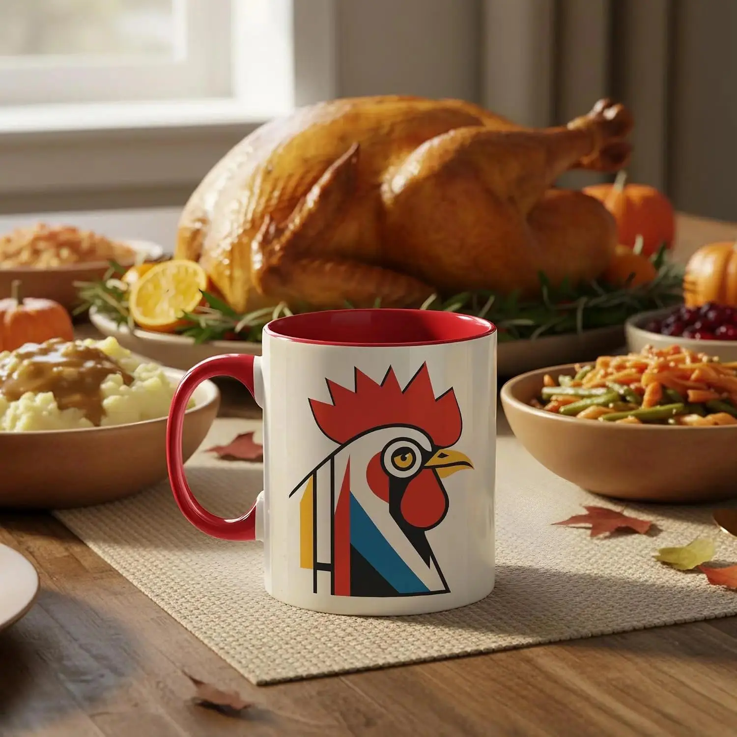 Bold Folk Chicken Illustration Coffee Mug Farm Animal Kitchen Decor Gift