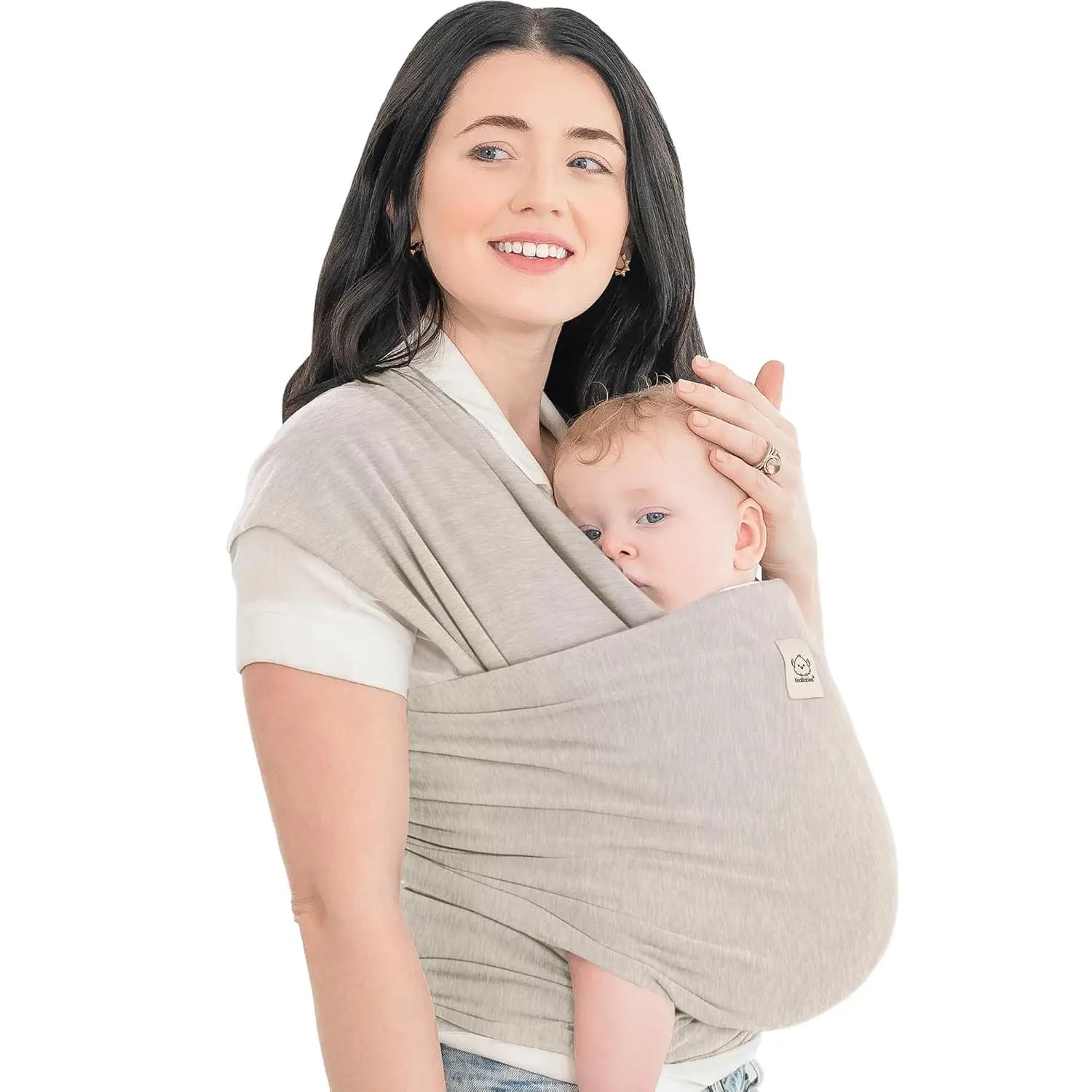 KeaBabies Synthetic Tie Baby Wrap Carrier - 1 Size Stretch, Hip-Healthy Infant Sling for 0-3 Years Newborns, Lightweight, Breathable, Easy to Wear, Hands-Free Bonding, Baby Shower Gift with Kraft Gift Box (Stone Gray)