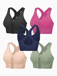 Women's Front Zip Sports Bra, Shockproof Running Yoga Vest, Cross Training Fitness Underwear, Suitable for Gym Workout