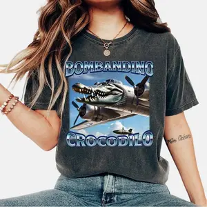 Bombardiro Crocodilo Funny Brain Rot T-shirt, Meme Shirts, Stupid Gifts, Weird Clothes, Unhinged Tee, Crocodile T-shirt, Gift for Him