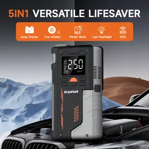 【GripVolt】Portable Car Jump Starter, 4000A Car Battery Jump Starter with 150PSI Tire Inflator, 12V Car Battery Jump Starter, 15000mAh Power Bank, with LED Light Motorboat Compact Size car battery jumper jump starter car kit